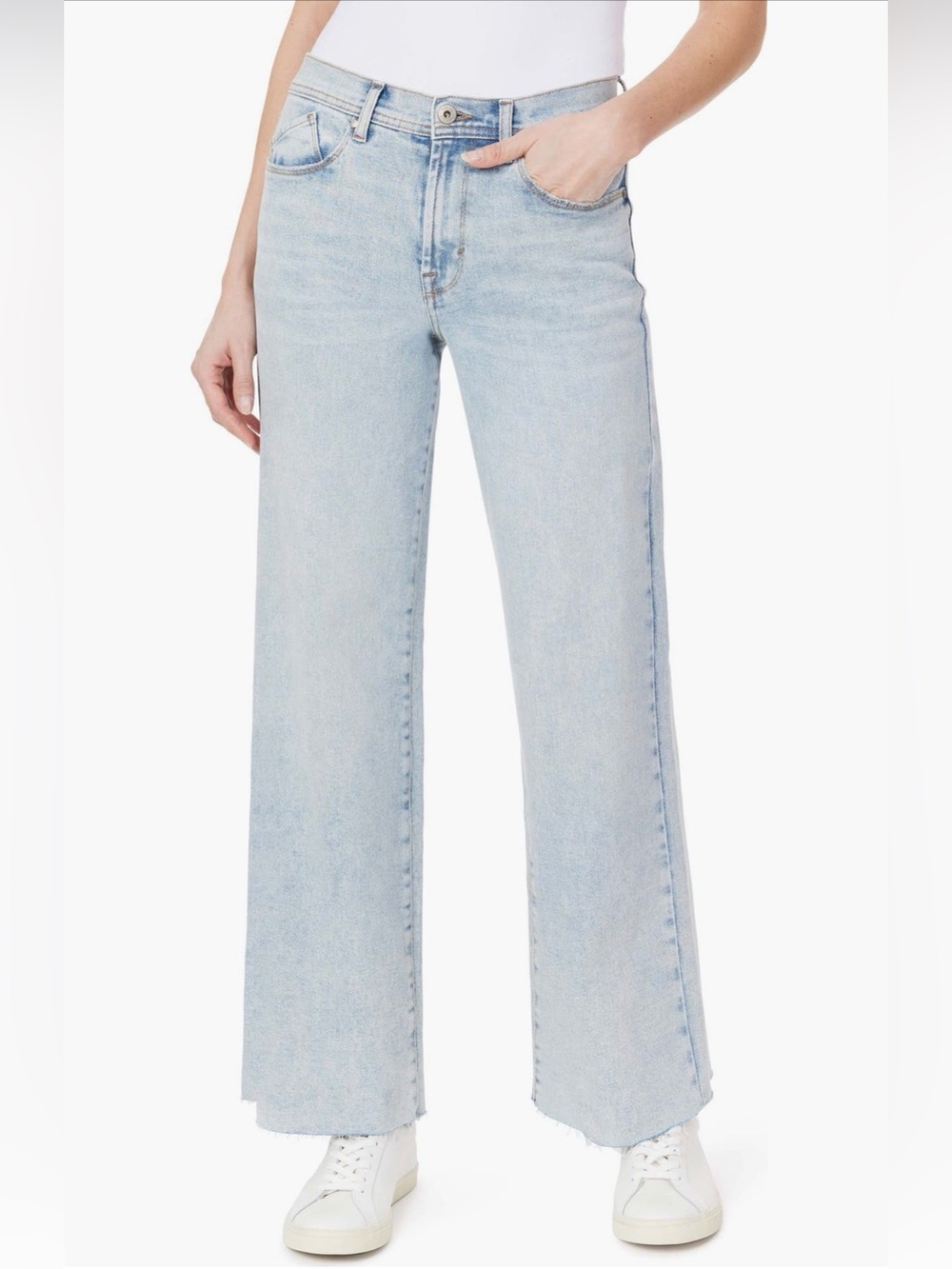 Kensie Light Blue Wide-Leg Frayed Hem Jeans